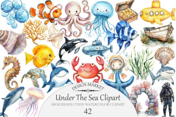 Download Watercolor Under the Sea Clipart - Clipart Collection