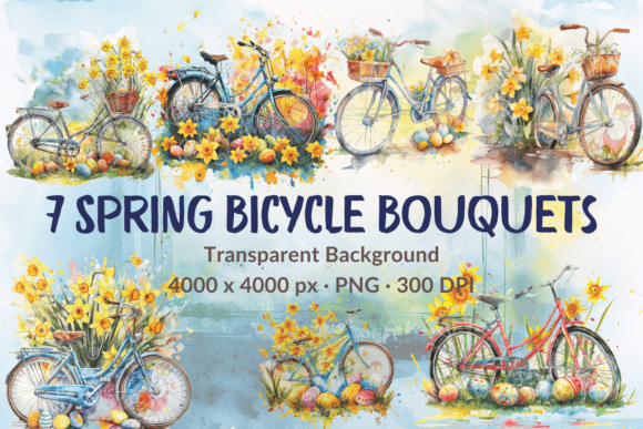 Download Easter Watercolor Bicycle Clipart Bundle - Clipart Collection