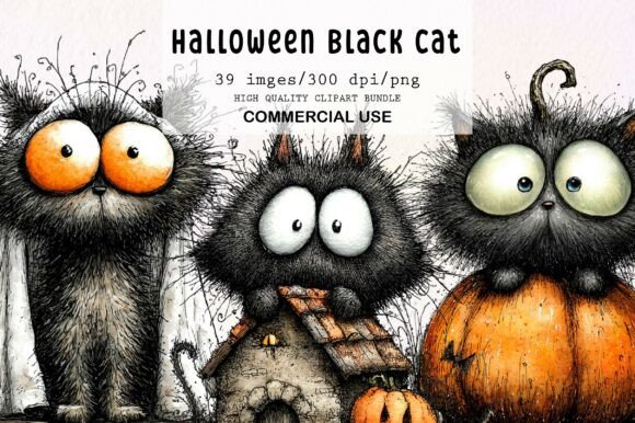 Download Halloween Black Cat Quirky Clipart - Clipart Collection