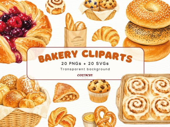 Download Bakery Watercolor Cliparts, Pastries PNG - Clipart Collection