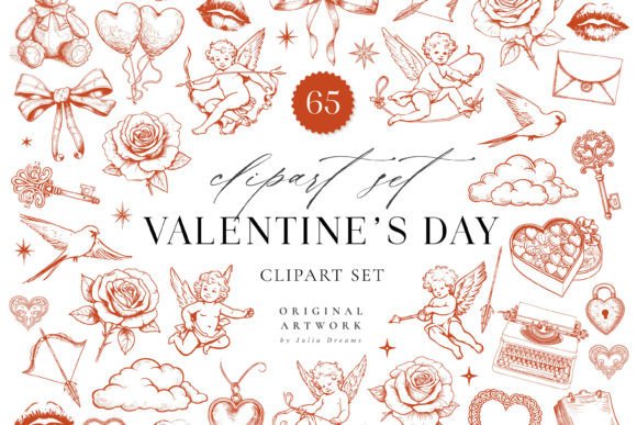 Download Valentines Day Clipart Vintage Elements - Clipart Collection