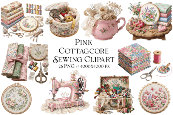 Download Pink Cottagecore Sewing Clipart - Clipart Collection