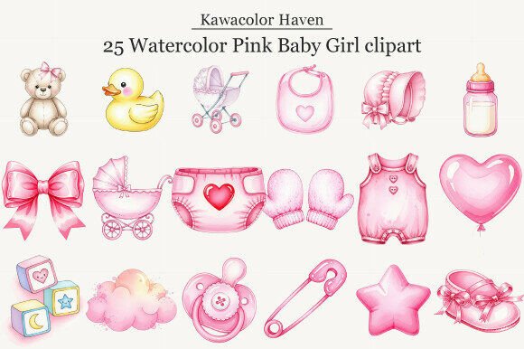 Download Watercolor Pink Baby Girl Clipart - Clipart Collection