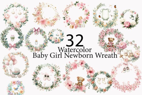 Download Baby Girl Newborn Wreath Clipart   - Clipart Collection