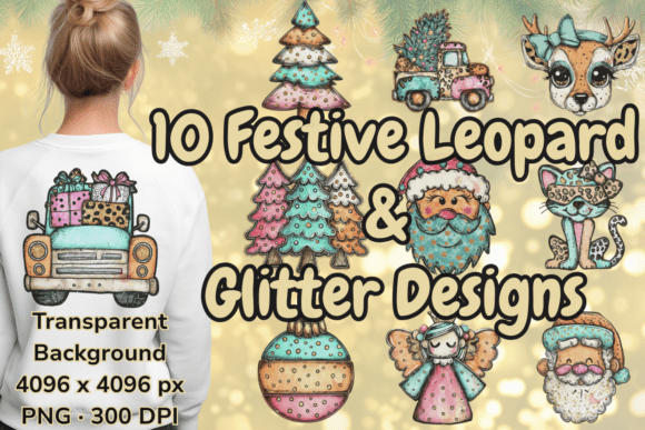 Download Teal Pink Leopard Christmas Clipart PNG - Clipart Collection