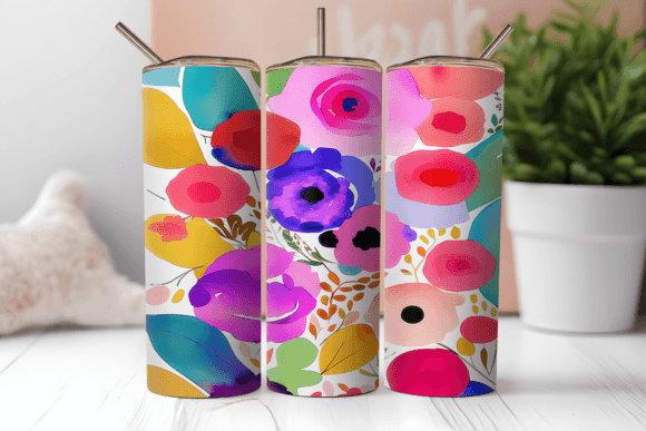 Download Bright Watercolor Floral Tumbler Wrap - Bright watercolor Collection