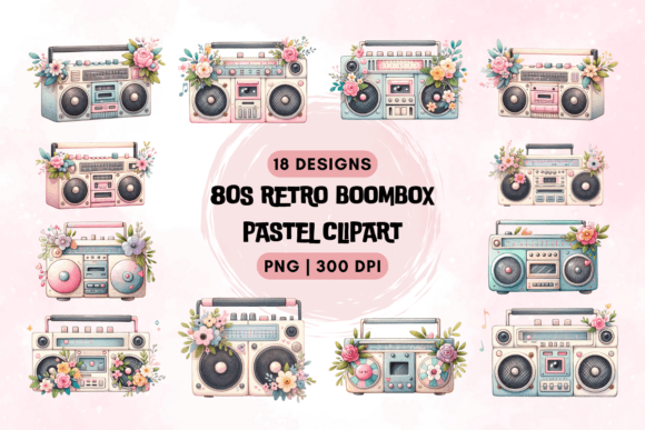 Download 80s Retro Boombox Pastel Clipart - Clipart Collection