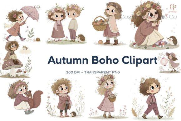 Download Autumn Boho Clipart PNG Bundle - Clipart Collection
