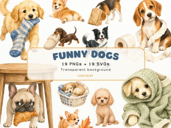 Download Funny Dogs Watercolor Cliparts Puppy PNg - Clipart Collection