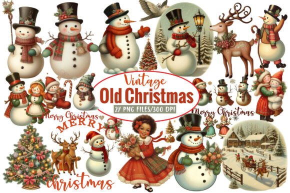 Download Vintage Old Christmas Clipart Bundle - Clipart Collection