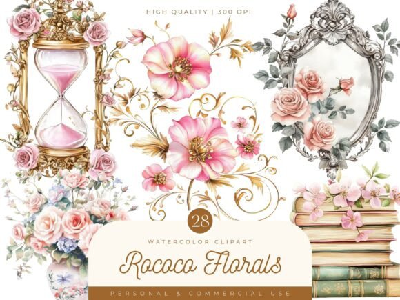 Download Watercolor Rococo Florals Clipart - Clipart Collection